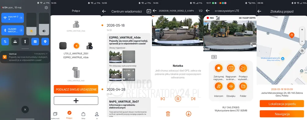 aplikacja mobilna z chmurą vantrue